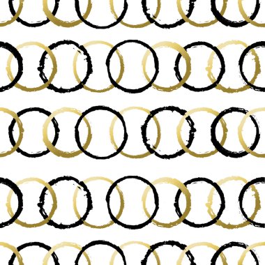 Grunge altın çember şekilleri ile Seamless Modeli