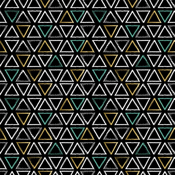 Grunge τρίγωνο σχήματα χωρίς ραφή πρότυπο σε χρυσό — Διανυσματικό Αρχείο