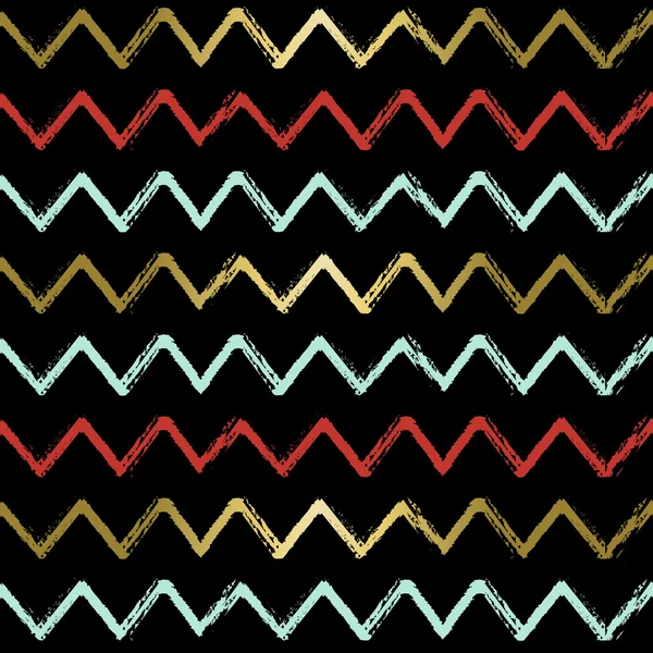 Modèle Chevron avec des lignes zig zag en couleur or — Image vectorielle