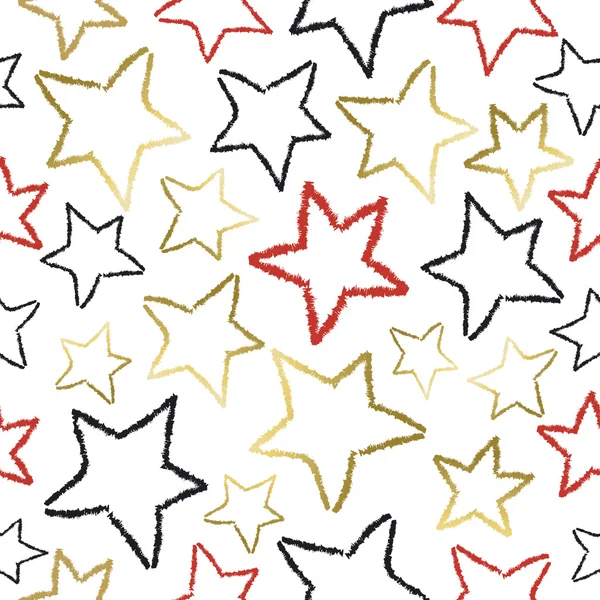 Seamless pattern with gold star doodles for xmas — Stock Vector