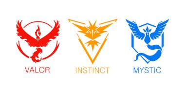 Pokemon go team icons from mobile phone game clipart