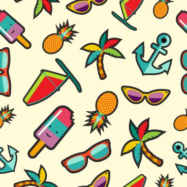 Çizgi film yaz tasarımları ile Seamless Modeli