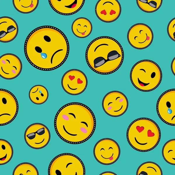Emoji bonito projeta padrão sem costura — Vetor de Stock