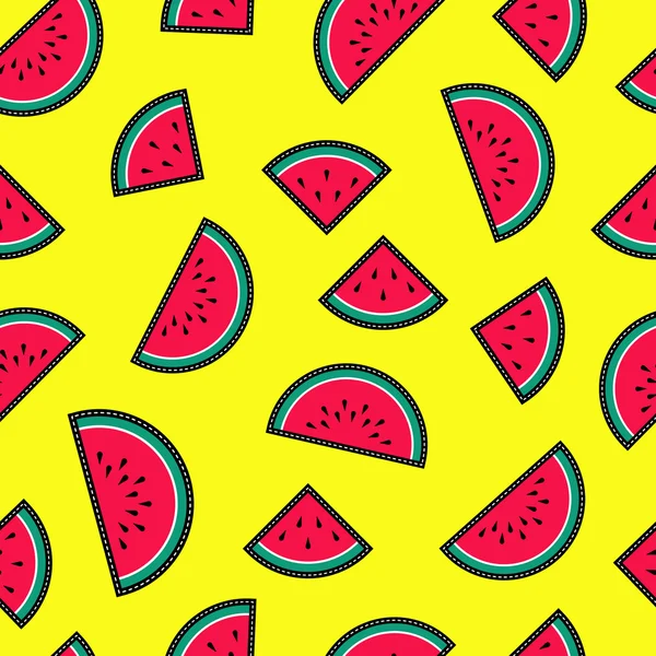 Padrão sem costura com ícones de frutas de melancia — Vetor de Stock
