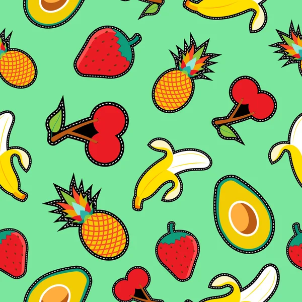 水果有卡通图案的无缝背景 — 图库矢量图片