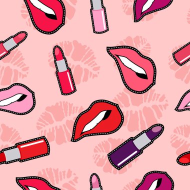 Kadın makyaj dikiş yama simge seamless modeli