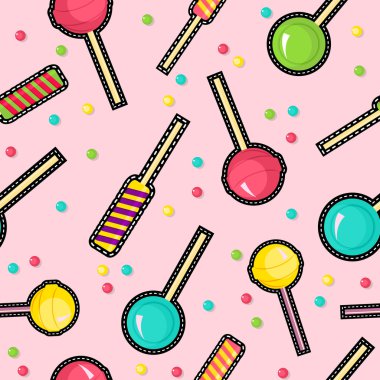 Dikiş yamalar tatlı lolipop seamless modeli