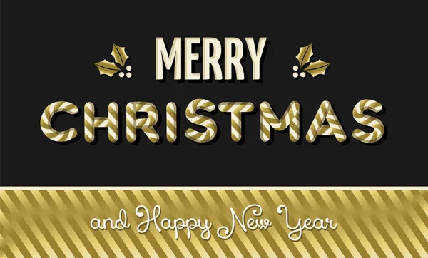 Merry christmas and new year gold text design — Stock Vector