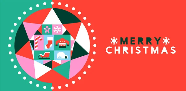 Feliz Natal Web Banner Ilustração Enfeite Estrela Xmas Com Ícones — Vetor de Stock