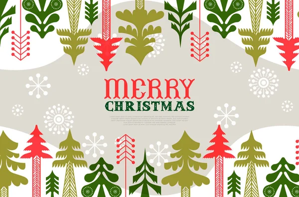 Merry Christmas Web Template Illustratie Van Traditionele Folk Kunst Stijl — Stockvector