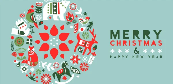 Feliz Navidad Feliz Año Nuevo Ilustración Banner Web Vintage Estilo — Vector de stock