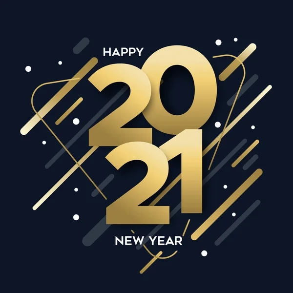 Feliz Año Nuevo 2021 Ilustración Tarjeta Felicitación Lujo Oro Señal — Vector de stock