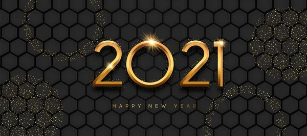 Bonne Année 2021 Illustration Carte Voeux Réaliste Numéro Date Signe — Image vectorielle