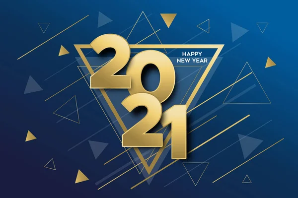 Feliz Año Nuevo 2021 Ilustración Tarjeta Felicitación Lujo Oro Señal — Vector de stock