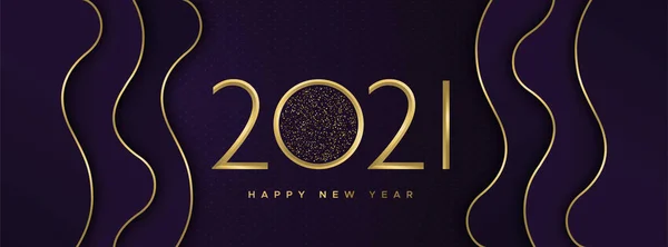 Felice Anno Nuovo 2021 Web Banner Illustrazione Festa Vigilia Onde — Vettoriale Stock