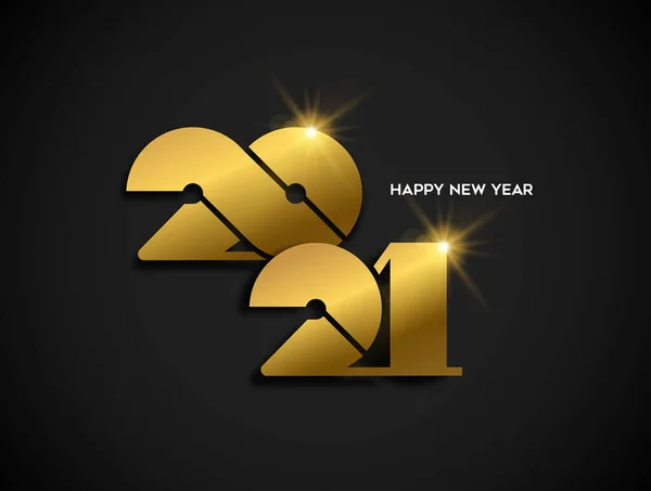 Feliz Año Nuevo 2021 Oro Diseño Tarjetas Felicitación Lujo Signo — Vector de stock