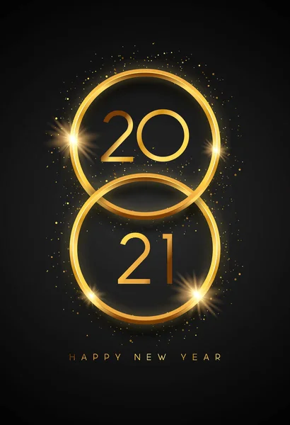 Feliz Año Nuevo 2021 Ilustración Tarjeta Felicitación Vertical Marco Anillo — Vector de stock