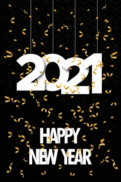 Bonne Année 2021 Illustration Carte Vœux Avec Numéro Calendrier Signe — Image vectorielle