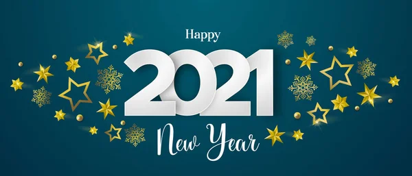 Feliz Ano Novo 2021 Ilustração Banner Web Conceito Festa Inverno — Vetor de Stock