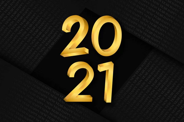 Happy New Year 2021 Banner Gold Calendar Number Luxury Gold — Stock Vector