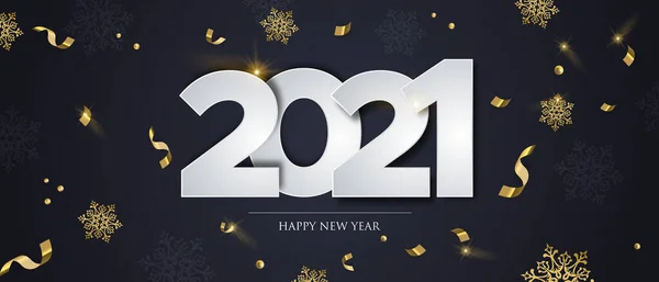 Bonne Année 2021 Illustration Bannière Web Concept Fête Hiver Luxe — Image vectorielle