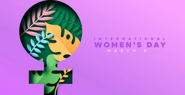Ilustrasi Ucapan Selamat Hari Wanita Simbol Wanita Papercut Dengan Dekorasi - Stok Vektor