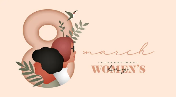 Ilustrasi Ucapan Selamat Hari Wanita Diverse Perempuan Menghadapi Dengan Indah - Stok Vektor