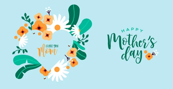 Happy Mother Day Banner Illustration Von Niedlichen Herzförmigen Rahmen Mit — Stockvektor