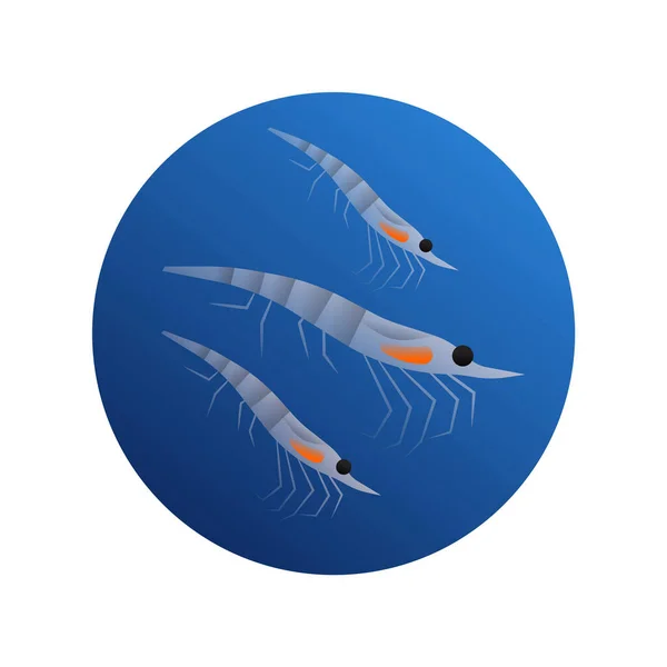 Ilustrație Krill Fundal Alb Izolat Sub Apă Conceptul Animal Mare — Vector de stoc