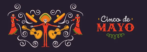 Happy Cinco Mayo Web Banner Illustration Zur Mexikanischen Unabhängigkeitsfeier Mai — Stockvektor