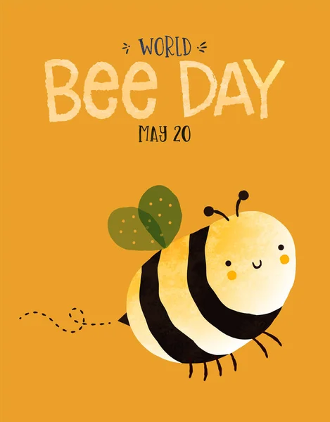 World Bee Day 손으로 캐릭터의 호박벌을 인사말 Eco Friendly 이벤트 — 스톡 벡터