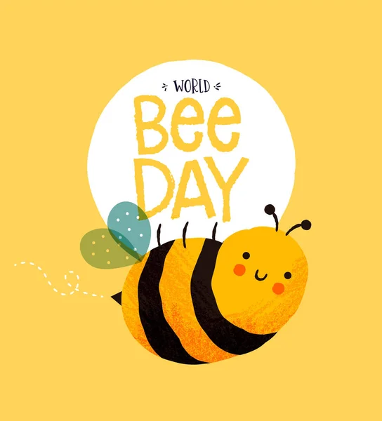 World Bee Day 손으로 캐릭터의 호박벌을 인사말 Eco Friendly 이벤트 — 스톡 벡터