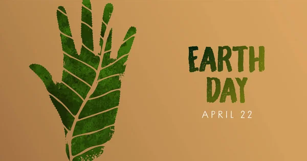 Yeşil Suluboya Şeklinin Dünya Günü Afişi Nisan Ekolojik Bakım Etkinliği — Stok Vektör