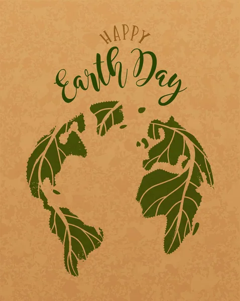 지구의 Happy Earth Day April Holiday Event 지도는 재활용 배경에 — 스톡 벡터