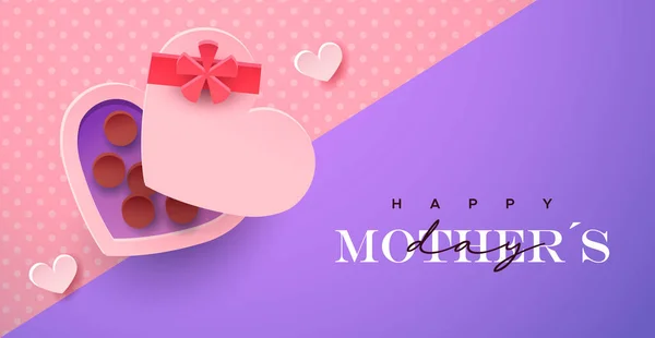 Feliz Dia Das Mães Ilustração Cartão Saudação Estilo Papercut Realista — Vetor de Stock