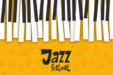 Canlı müzik daveti veya müzik festivali için piyano anahtar zemininin caz festivali afişi. 