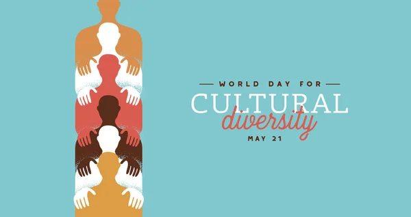 Παγκόσμια Ημέρα Για Την Πολιτιστική Διαφορετικότητα Απεικόνιση Ευχετήριων Καρτών Διαφορετικών — Διανυσματικό Αρχείο