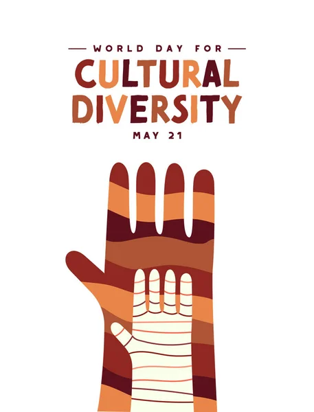 Поздравительная Открытка Всемирный День Культурного Разнообразия Иллюстрирующая Разнообразие Рук Людей — стоковый вектор