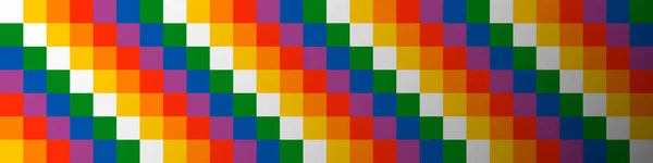 土著Wiphala族国旗图解了南美洲的传统土著人民 博利维亚艾马拉文化彩色彩虹拼接横幅设计 — 图库矢量图片