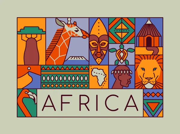 África Continente Cultura Ilustración Concepto Diseño Viaje Africano Fondo Celebración — Vector de stock