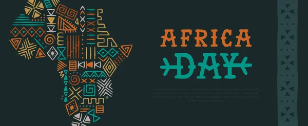 África Dia Web Banner Ilustração Colorido Africano Continente Mapa Forma — Vetor de Stock