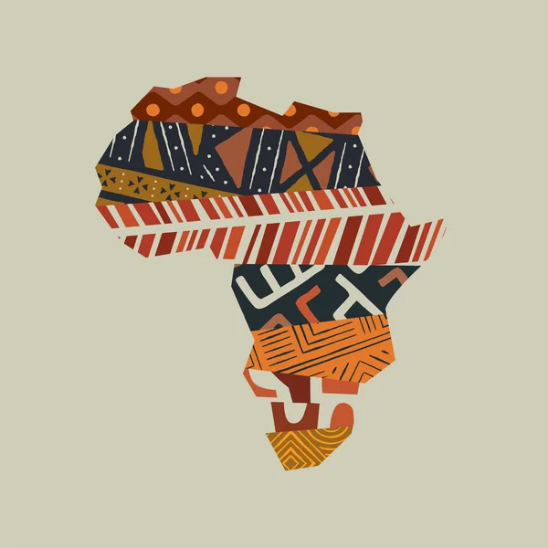 Afryka Kontynent Mapa Kształt Ilustracja Koncepcja Wykonana Tradycyjnej Afrykańskiej Dekoracji — Wektor stockowy