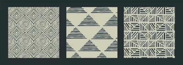 Abstracte Afrikaanse Kunst Stijl Naadloze Patroon Set Handgetekende Tribal Decoratie — Stockvector