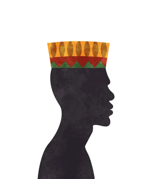 Homem Cultura Africana Com Chapéu Tradicional Kufi Textura Pintura Aquarela — Vetor de Stock