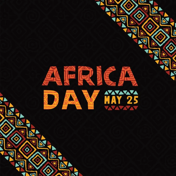Dzień Afryki Kartka Życzeniami Ilustracji Kolorowe Ręcznie Rysowane Sztuki Plemiennej — Wektor stockowy