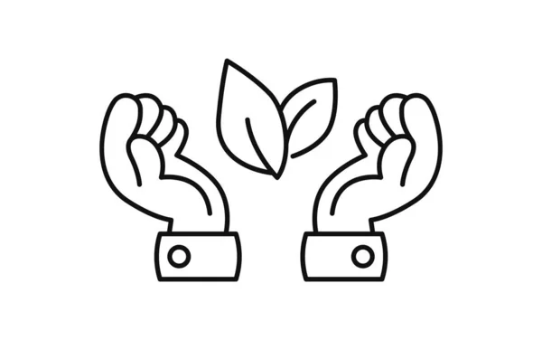 Επιχειρηματίας Χέρια Εικονίδιο Φύλλο Φυτό Σύγχρονο Σύμβολο Επίπεδης Γραμμής Απομονωμένο — Διανυσματικό Αρχείο