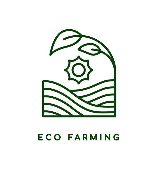 Koncepcja Ikony Rolnictwa Ekologicznego Nowoczesny Płaski Symbol Pola Wiejskiego Liściem — Wektor stockowy