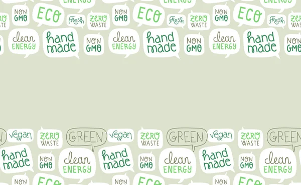 绿色环境友好的生活方式文本引用背景与空白复制空间框架 自然护理的标志包括清洁能源 素食和零废物标签 — 图库矢量图片