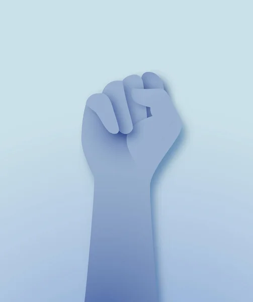 Людська Рука Піднята Згорнутим Кулаком Реалістичному Паперовому Стилі Ремесел Концепція — стоковий вектор