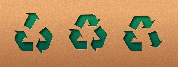 循环绿纸设置与向下和向上箭头标志 环保的下循环 向上循环的标志 零浪费的概念 Diy生态再生纸背景下的3D切割 — 图库矢量图片